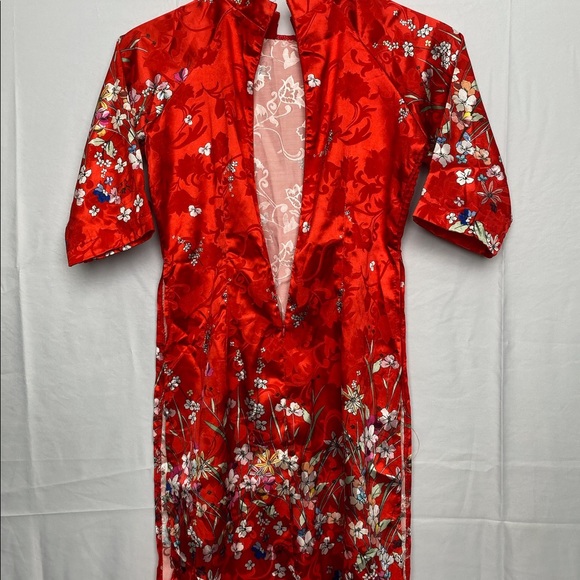Stunning vintage retro silk floral slit kimono dress - Picture 4 of 6